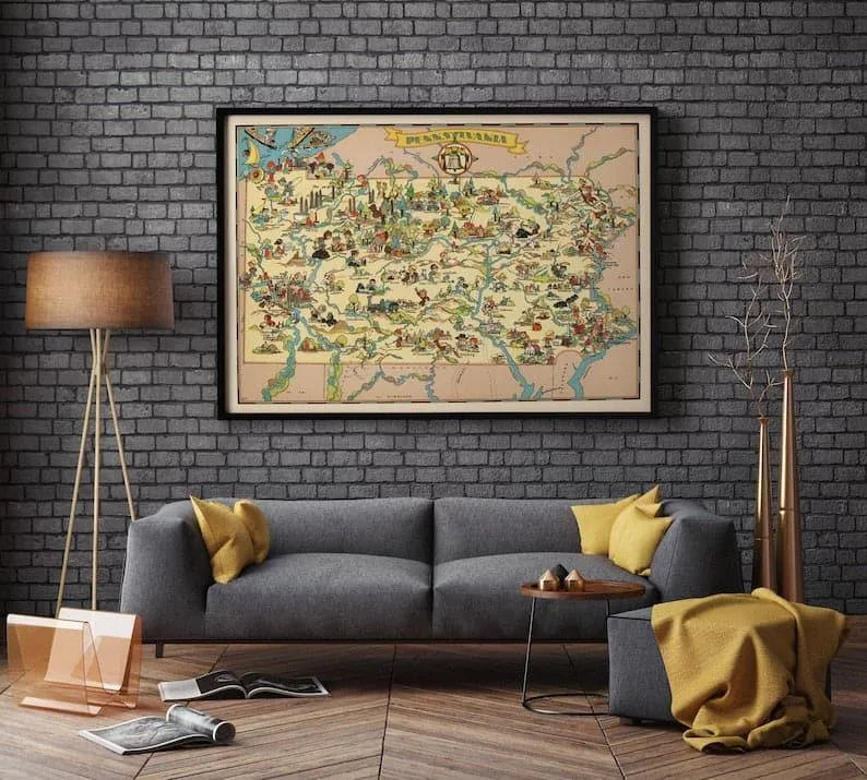 Pennsylvania Map Print| Art History