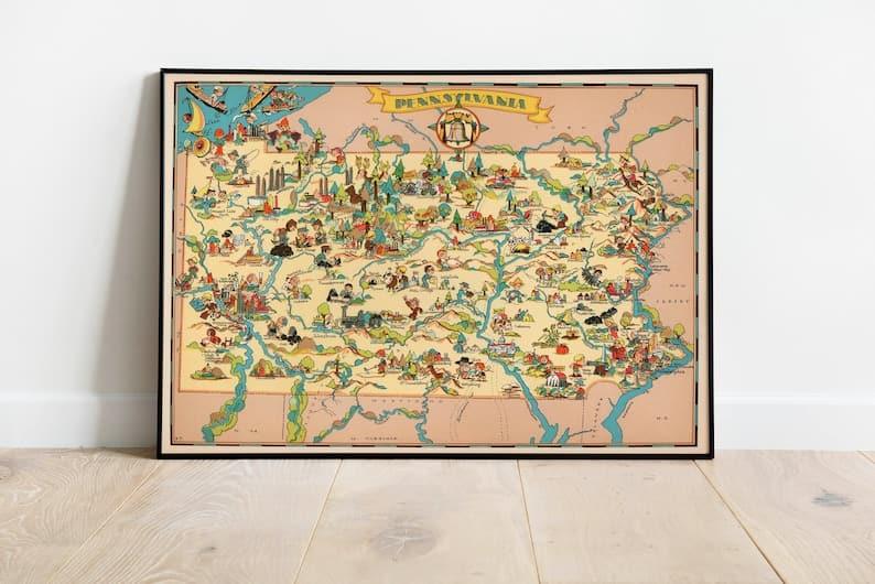 Pennsylvania Map Print| Art History 