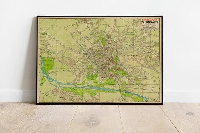 Chernivtsi City Map Wall Print