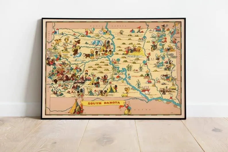 South Dakota Map Print| Art History