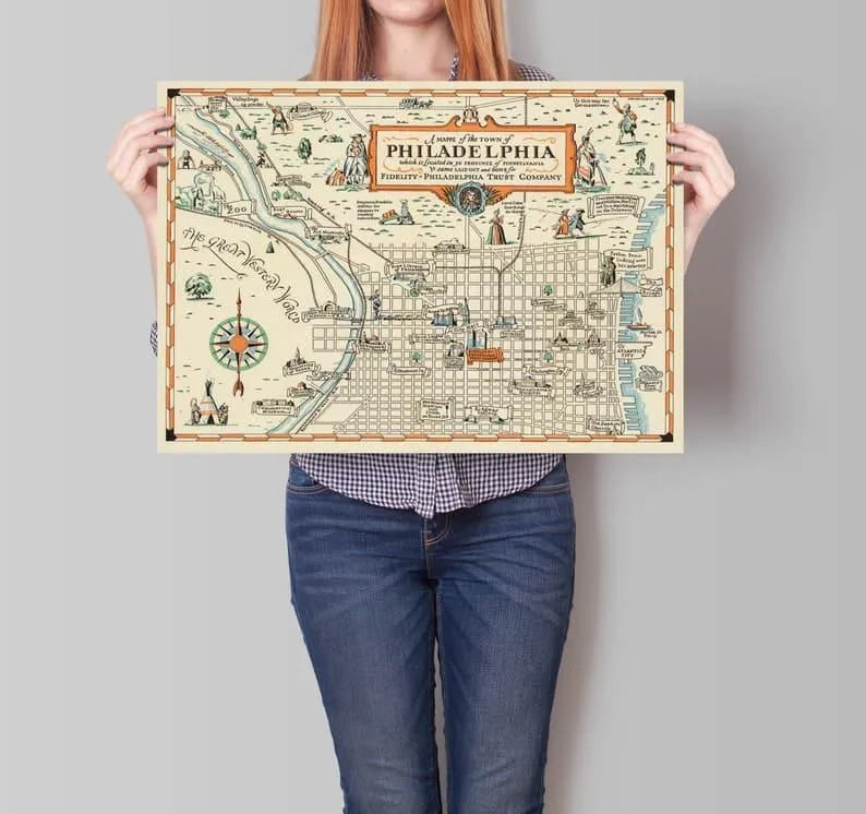 Philadelphia Map Wall Print| Framed Map Wall Decor