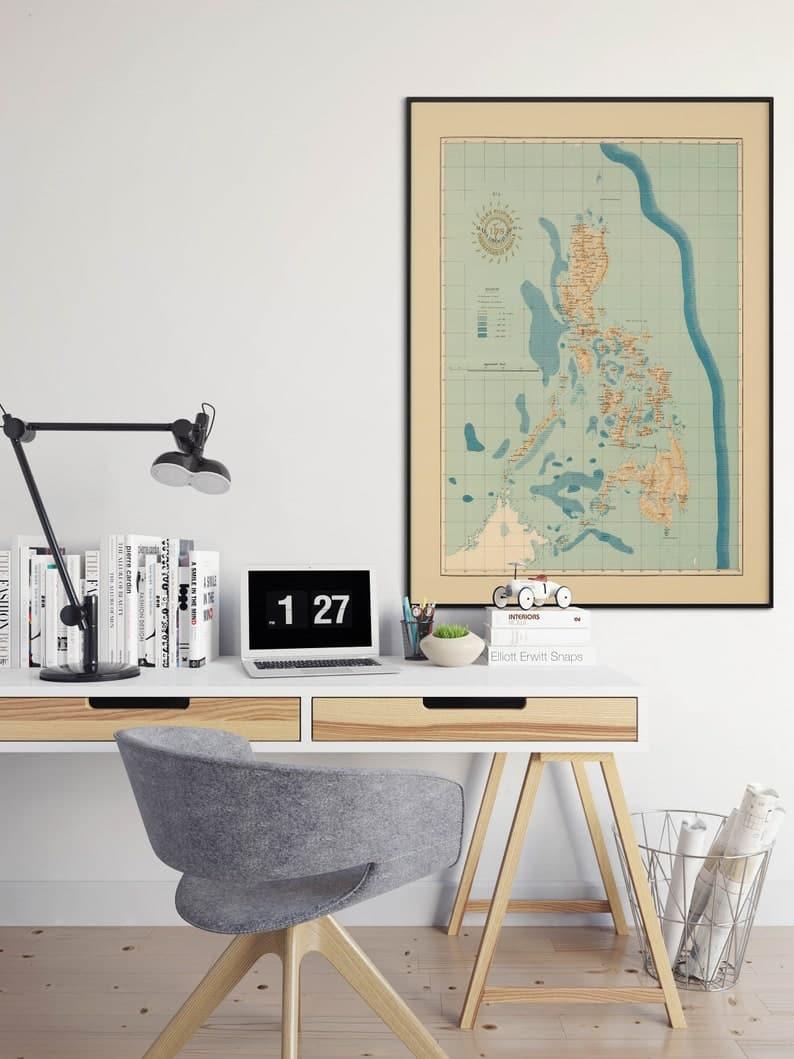 Philippine Islands Map Wall Print| Philippines Map Poster Philippine Islands Map Wall Print| Philippines Map Poster 
