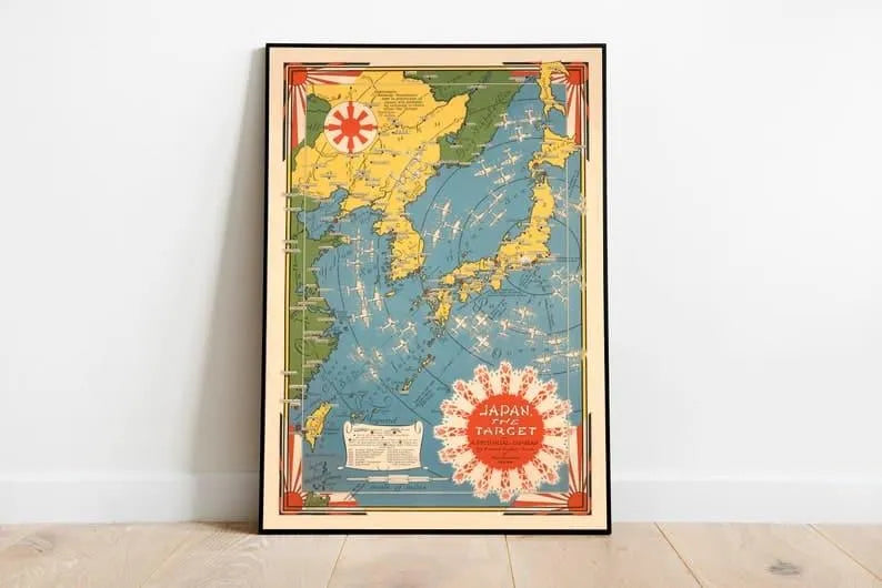 World War 2 Japan Map Poster WW2 Wall Print