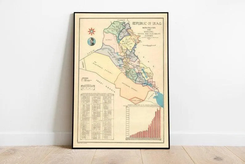 Philippines Map Print 1945 Philippines Map Wall Art 1959 Iraq Map Wall Art 