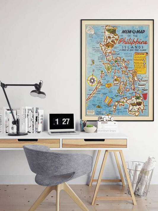 Philippines Map Print 1945 Philippines Map Wall Art 