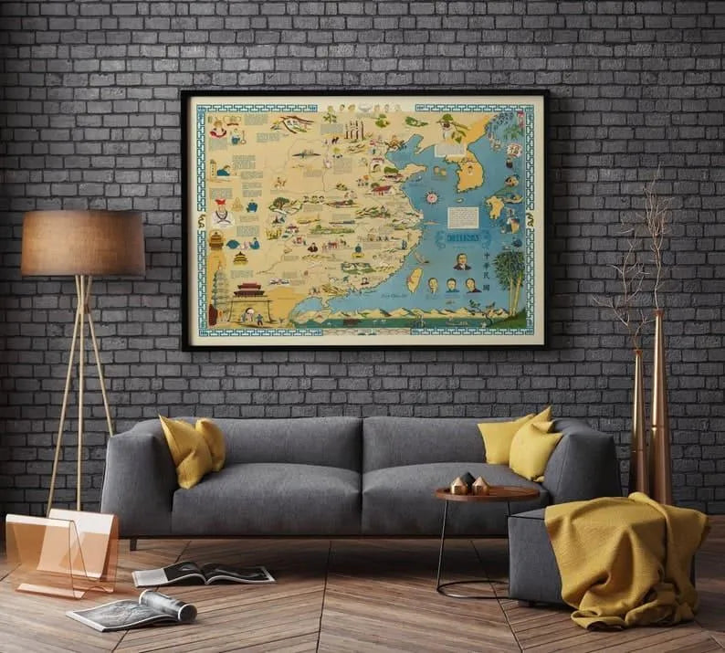 Pictorial Map of China| China Map Wall Art