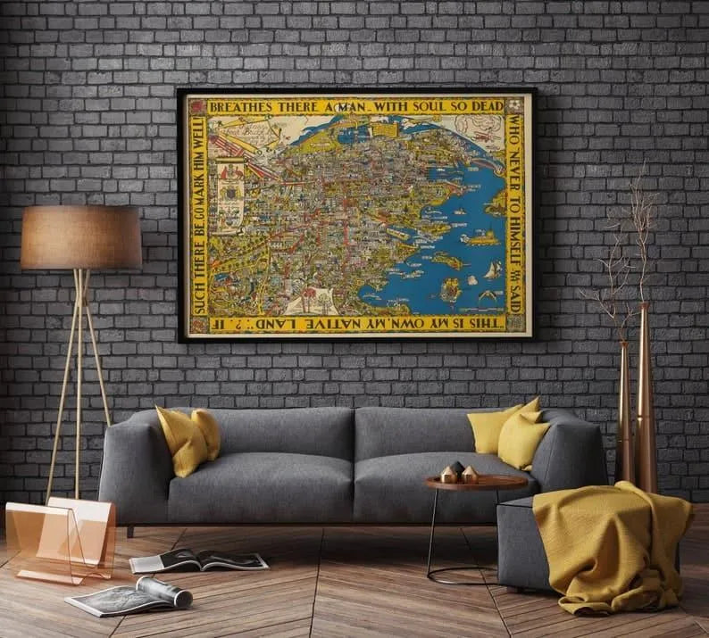 Pictorial Map of Sydney 1932| Poster Print|