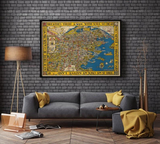 Pictorial Map of Sydney 1932| Poster Print| Pictorial Map of Sydney 1932| Poster Print| 