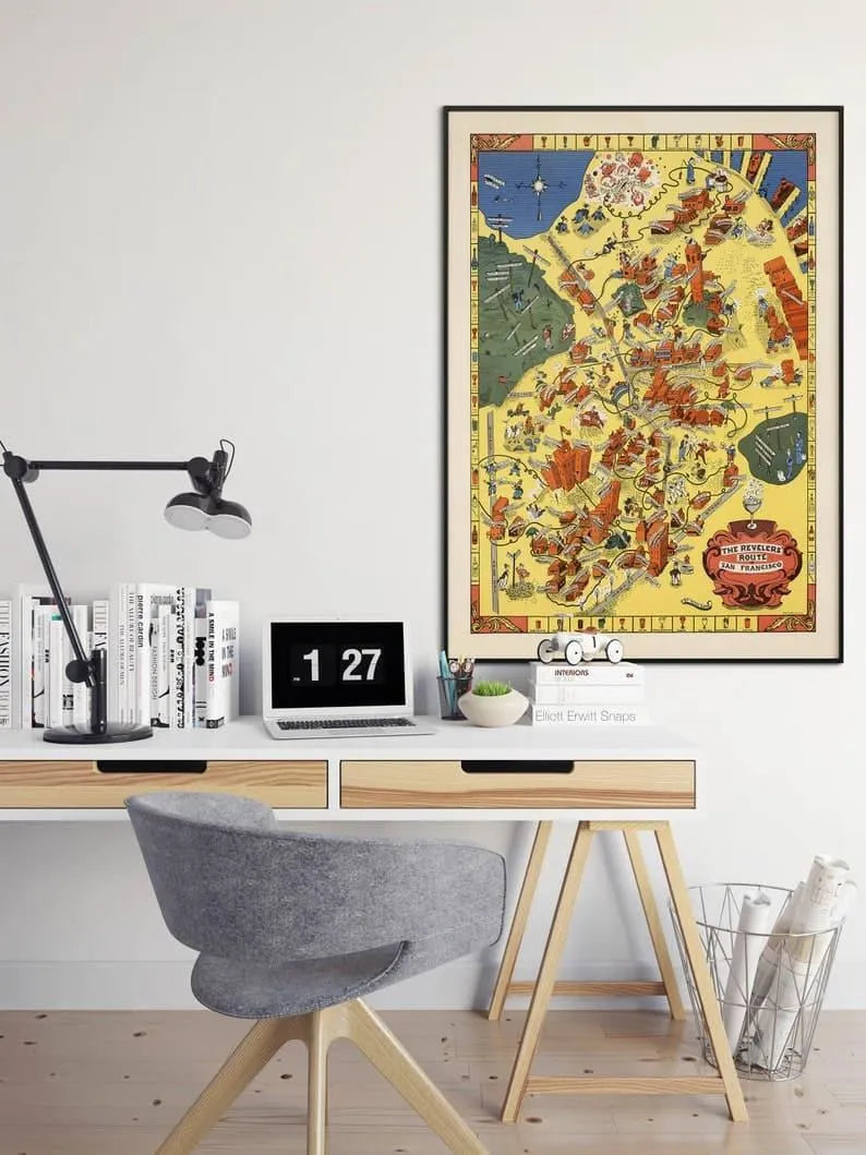 Pictorial Map of The Revelers Route San Francisco| California Wall Art