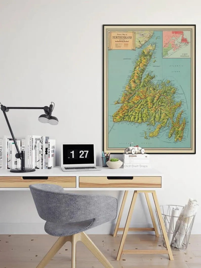 Picture Map of Newfoundland| Canvas Art Wall Decor