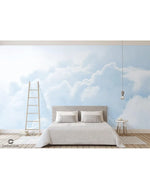 Pastel Blue Sky Clouds Bedroom Wall Mural