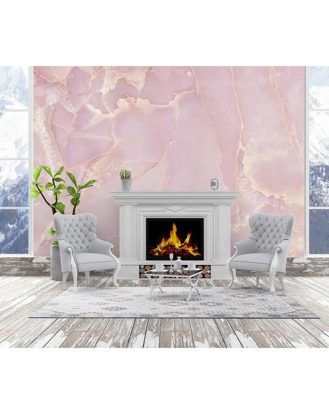 Pink Abstract Marble Stone Texture Wall Mural