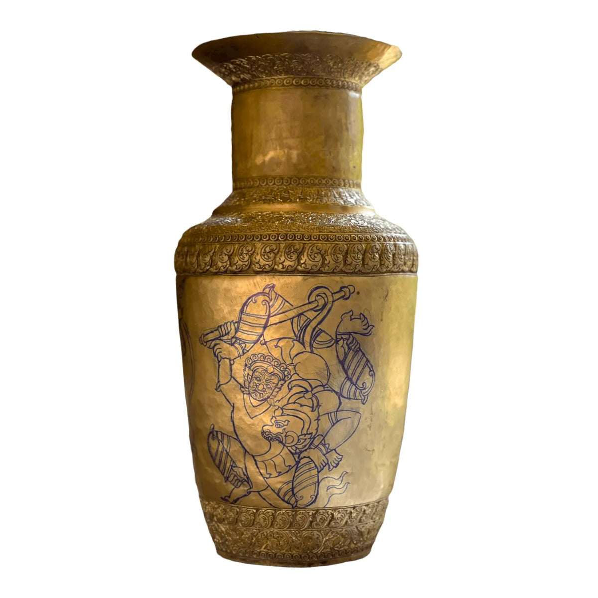 Royal Solid Brass Niello Flower Vase - Rural Khmer