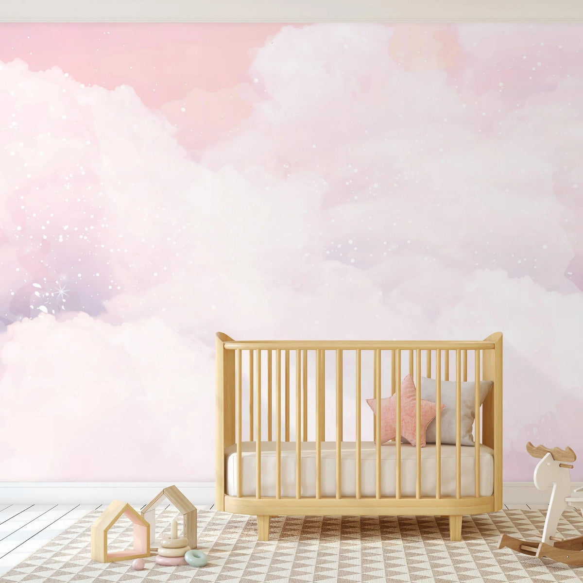 Pink Purple Cloud and Sky Self Adhesive Wall Mural