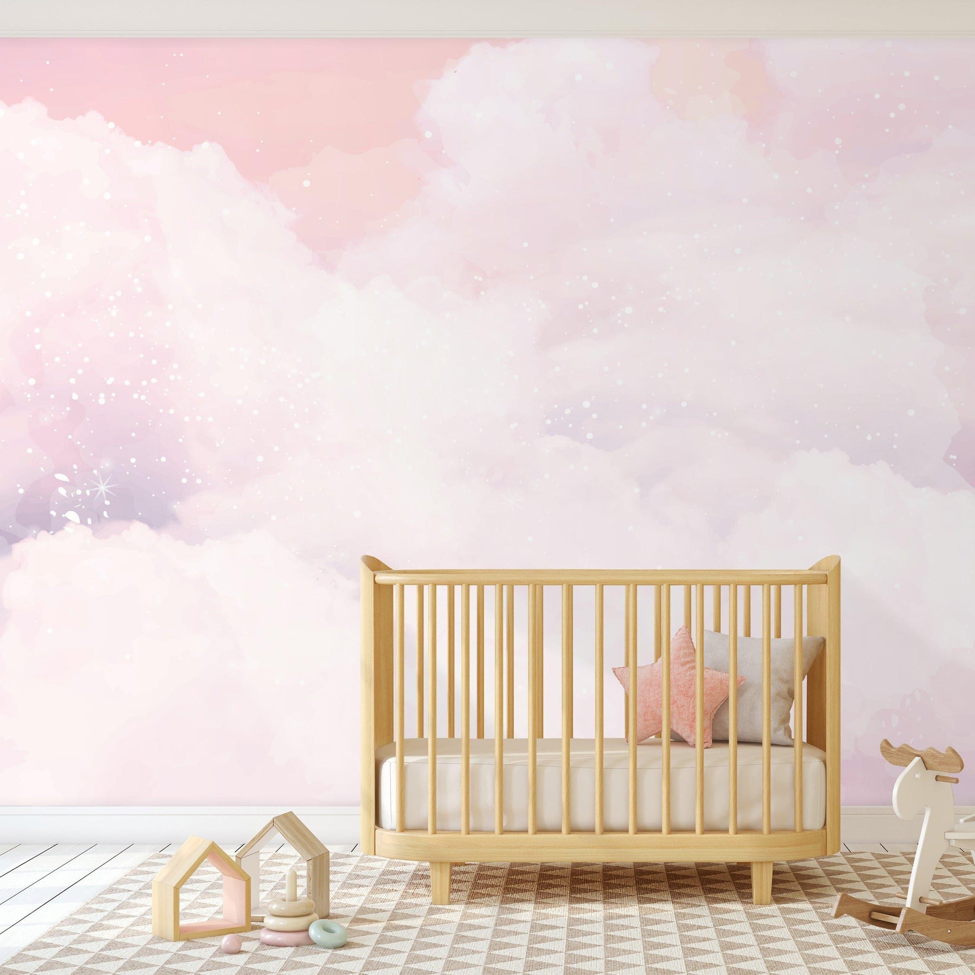 Pink Purple Cloud and Sky Self Adhesive Wall Mural 