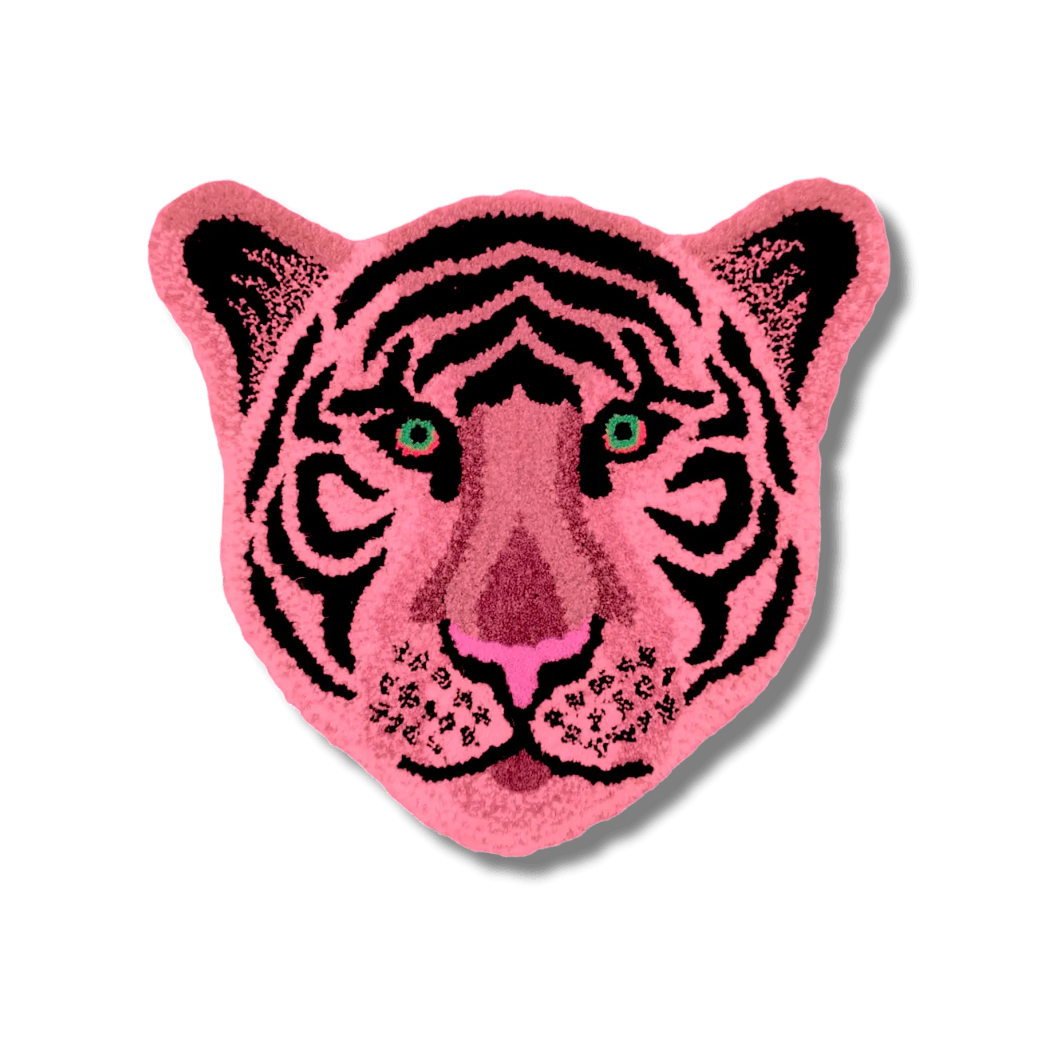 Pink Tiger Face Hand-Tufted Wool Accent Rug