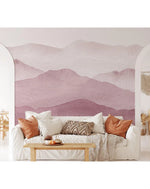 Pink Watercolor Abstract Mountains Mural