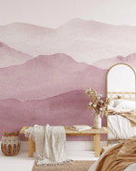 Pink Watercolor Abstract Mountains Mural