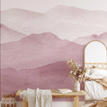 Pink Watercolor Abstract Mountains Mural