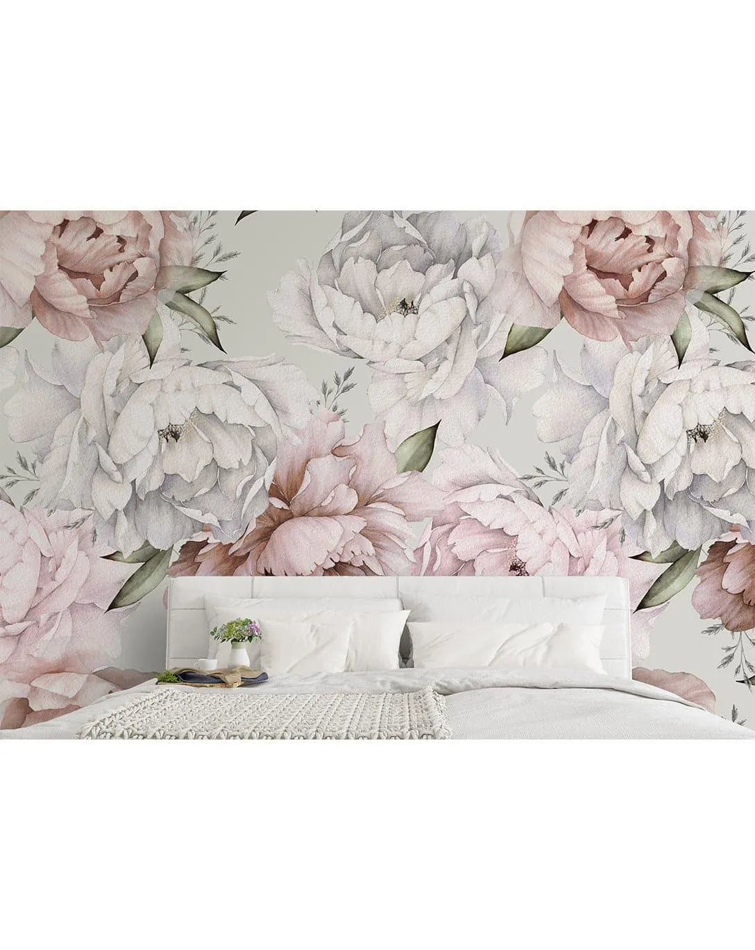 Pink Watercolor Large Peonies Wall Mural