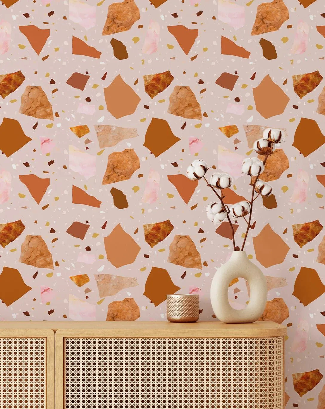 Pink and Orange Terrazzo Self Adhesive Wallpaper