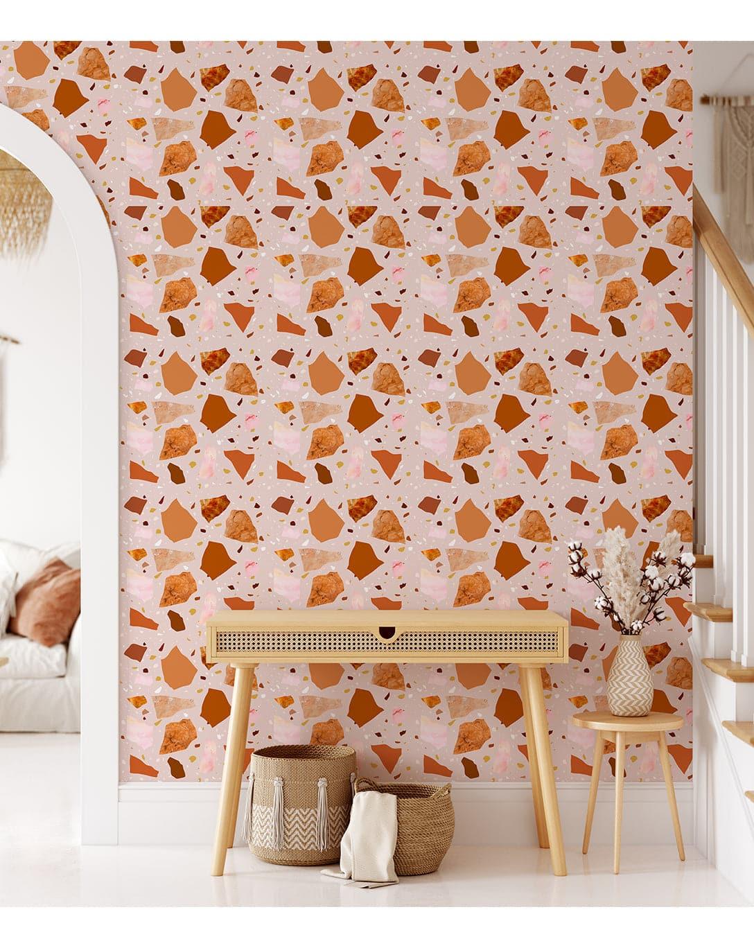 Pink and Orange Terrazzo Self Adhesive Wallpaper Pink and Orange Terrazzo Self Adhesive Wallpaper 