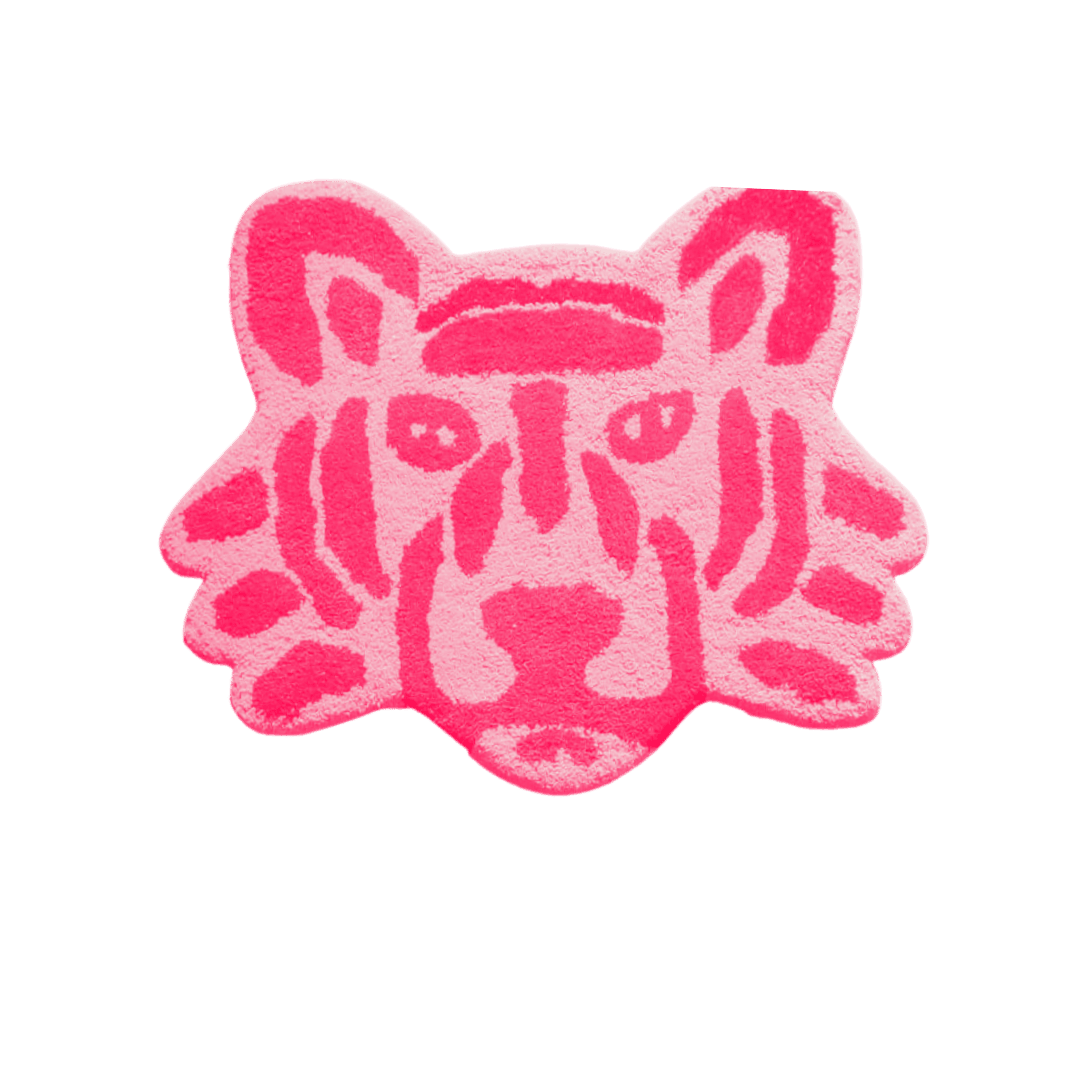 Pink Lion Face Hand Tufted Rug 3' x 3'