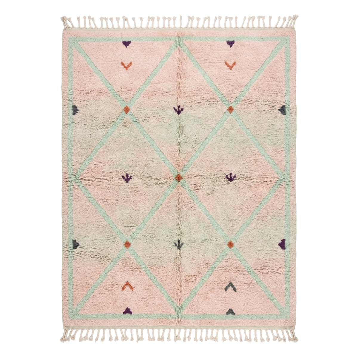 Pink Minimalist Meadow Moroccan Shag Rug