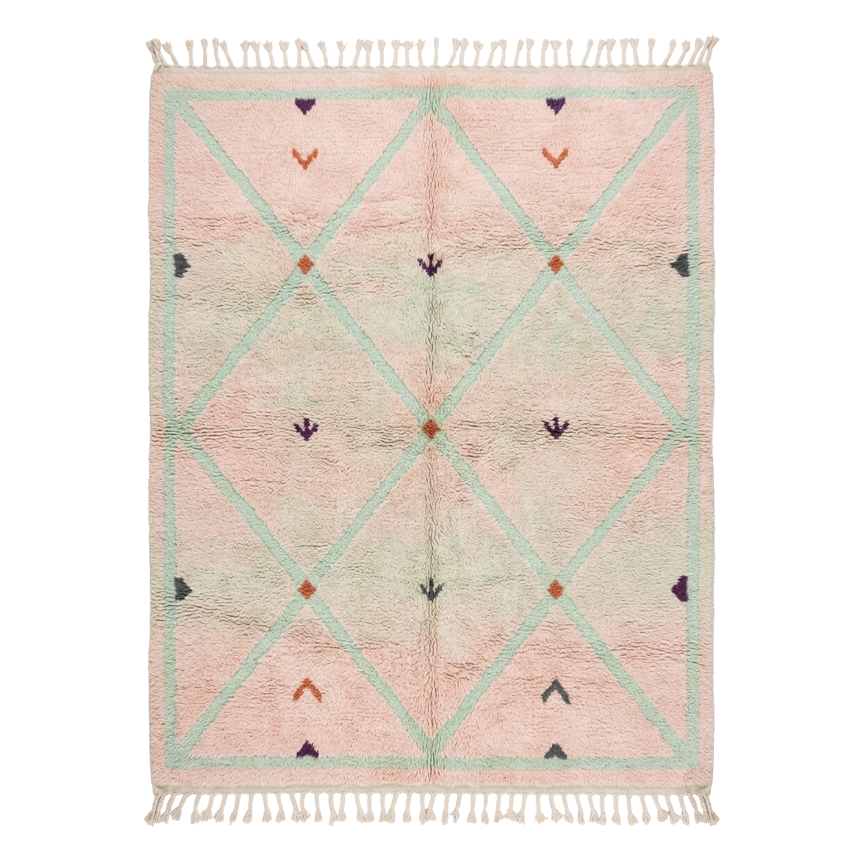 Pink Minimalist Meadow Moroccan Shag Rug