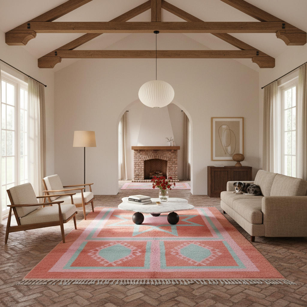 Pink Star Medallion Moroccan Shag Rug