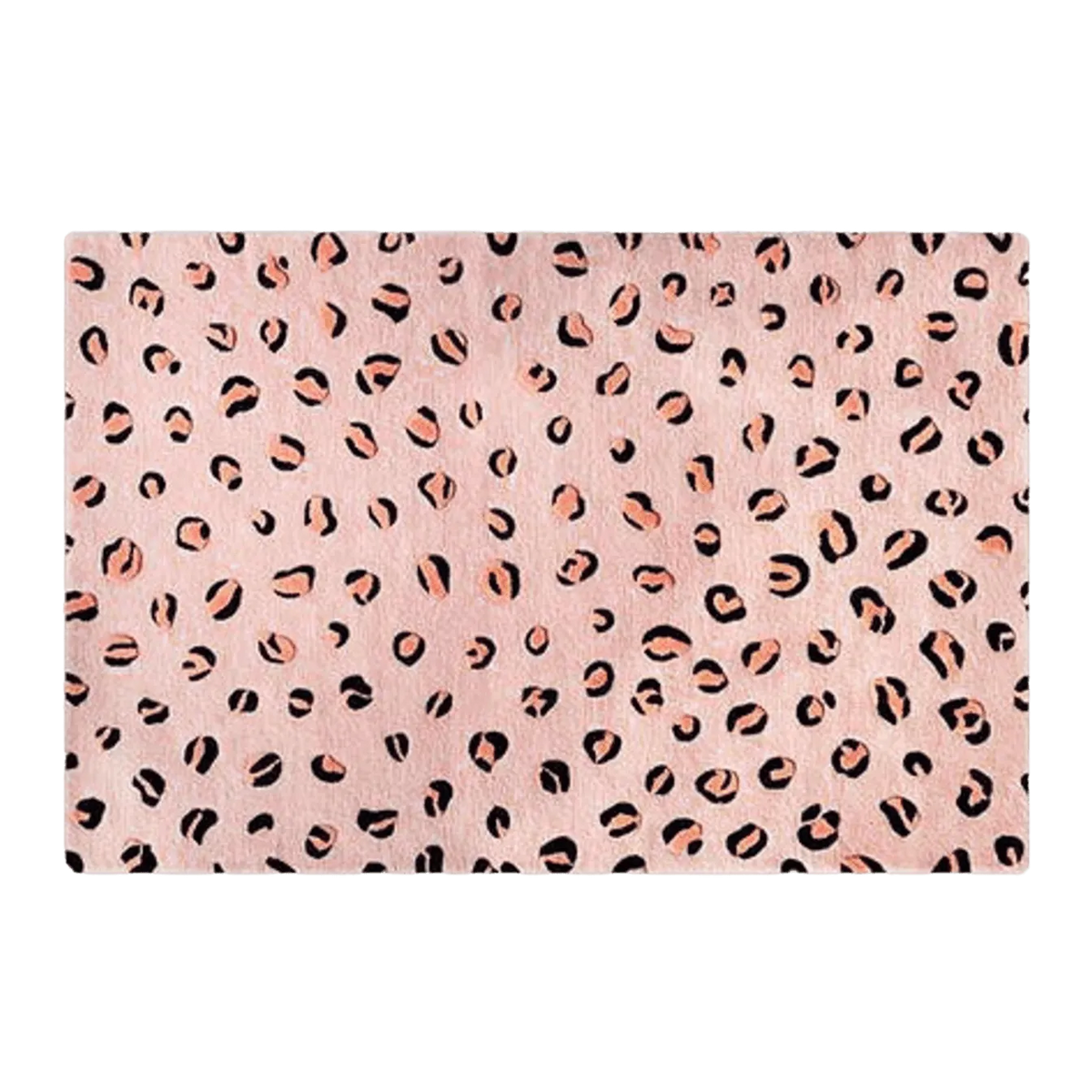 Pink and Black Leopard Print Hand Tufted Wool Rug