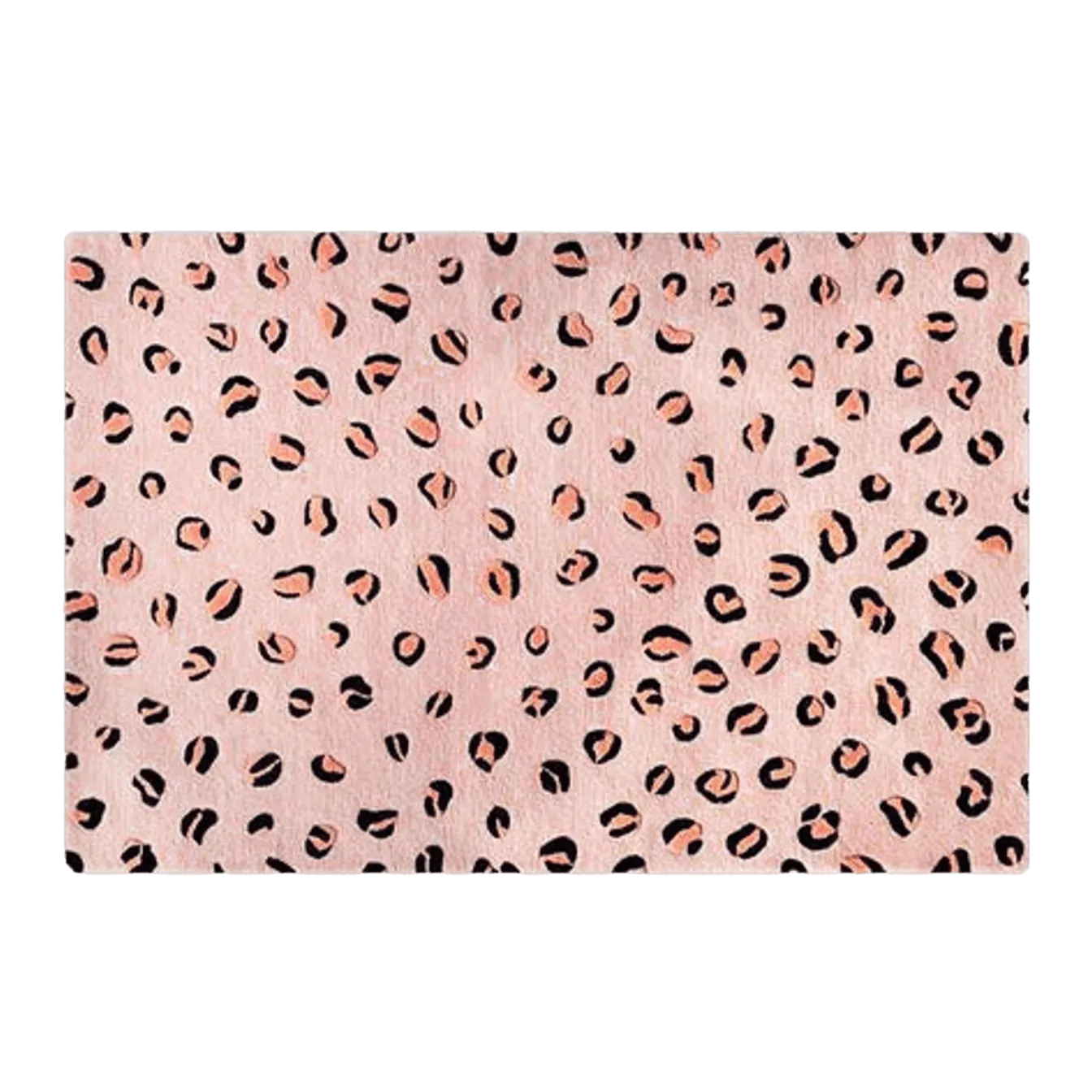 Pink and Black Leopard Print Hand Tufted Wool Rug