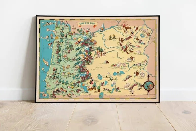 Oregon Map Print| Art History