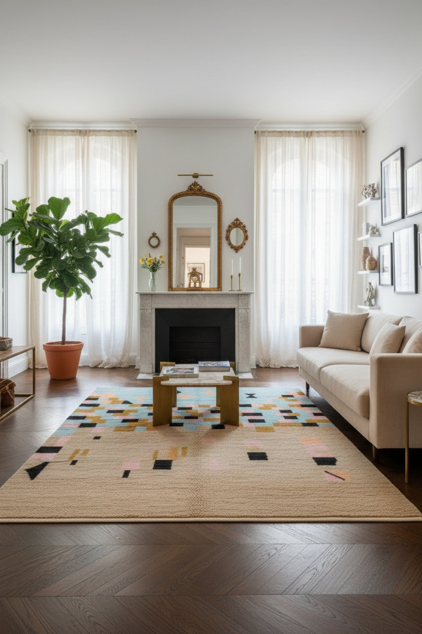 Pixelated Landscape Moroccan Shag Rug