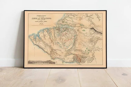 Plan of the Siege of Sevastopol 1855| Old Map Wall Decor