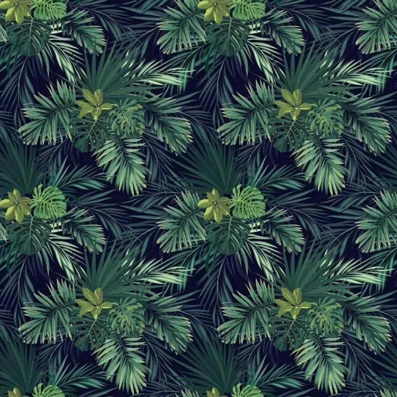 Dark Green Exotic Oversized Tropical Leaves Wallpaper