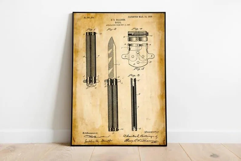 Knife Patent Print| Framed Art Print