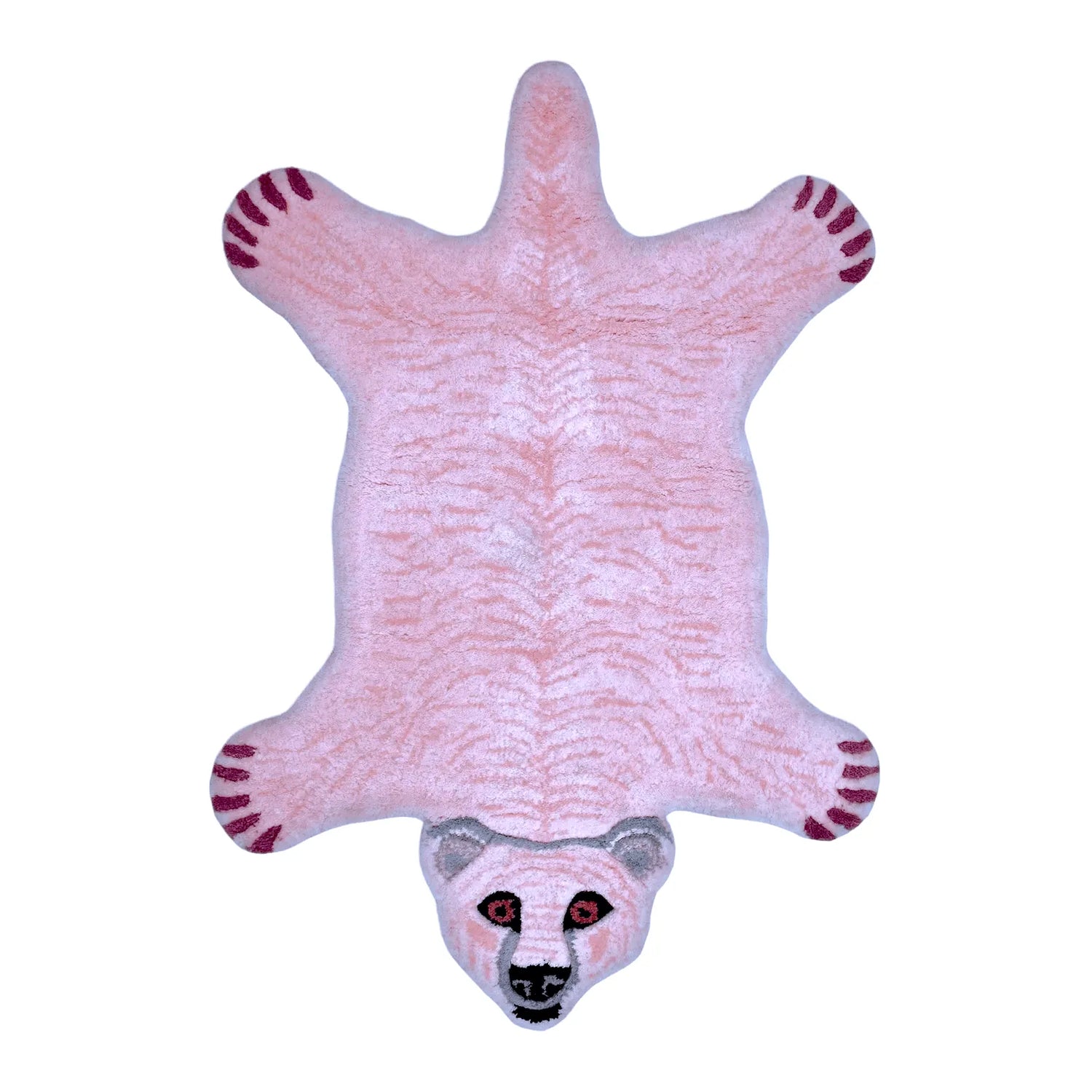 Polar Bear Shaped Tufted Wool Rug - Pink