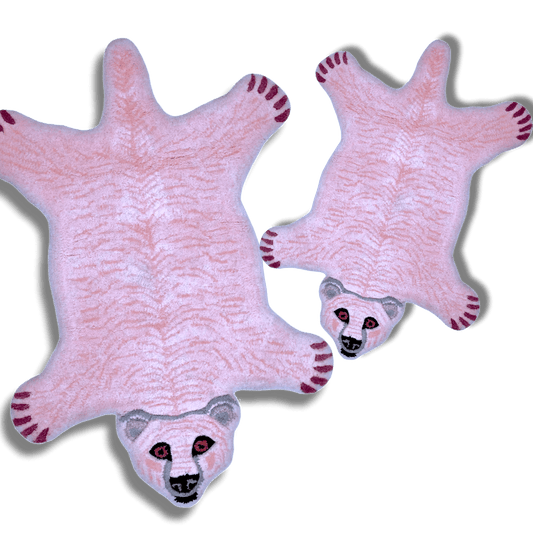 Polar Bear Shaped Tufted Wool Rug - Pink