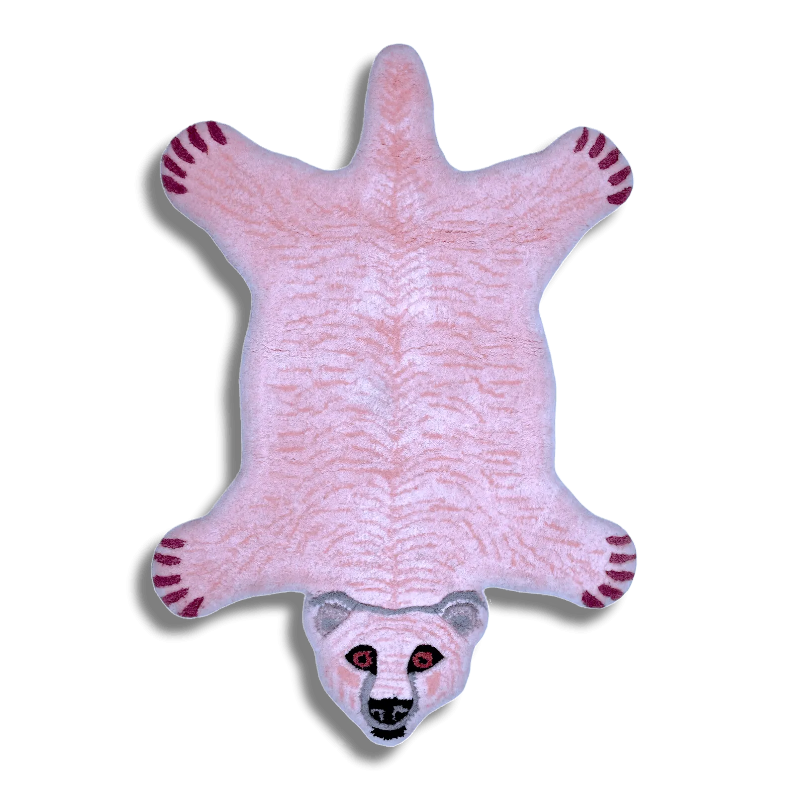 Polar Bear Shaped Tufted Wool Rug - Pink