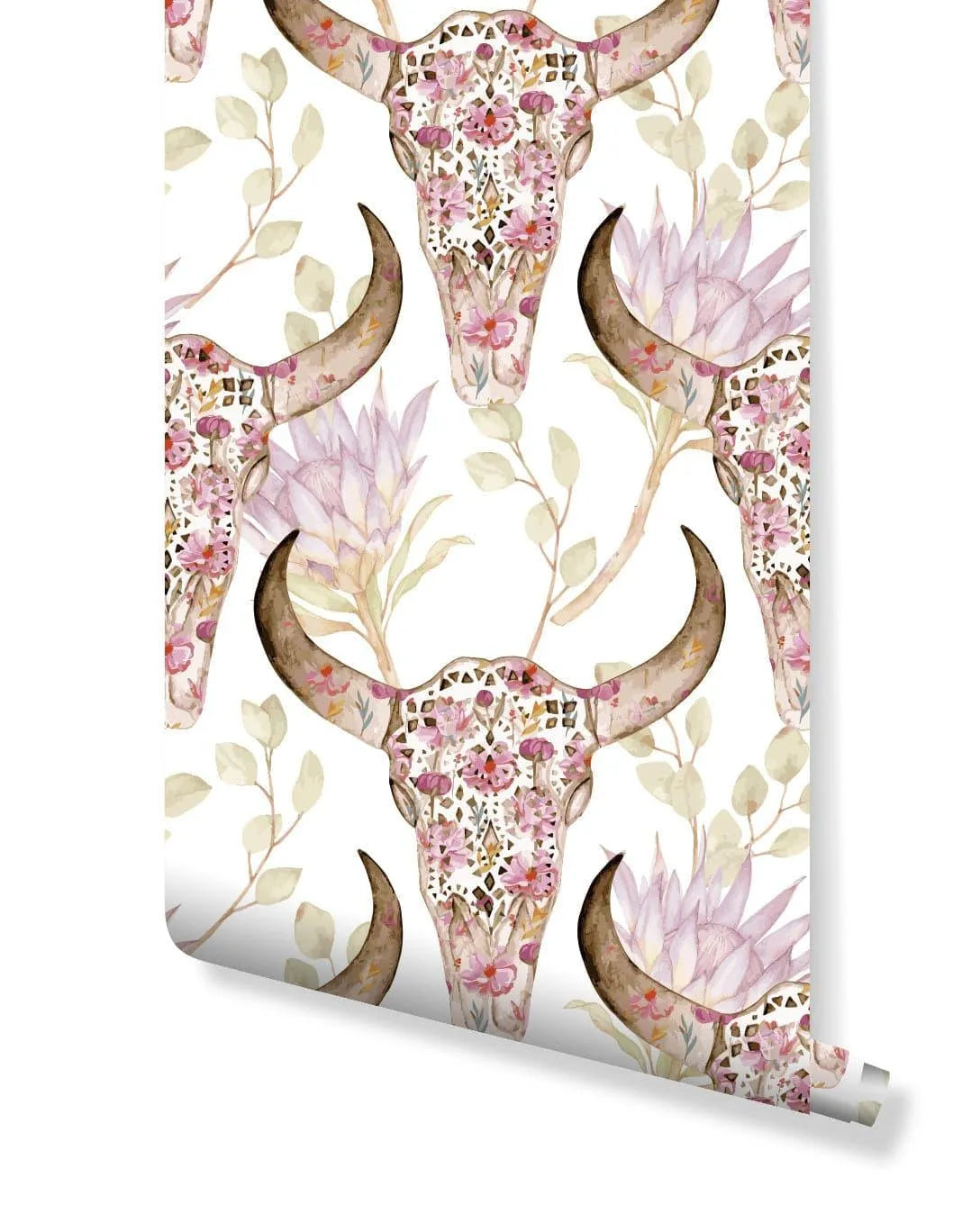 Protea Flowers With Skulls Removable Wallpaper