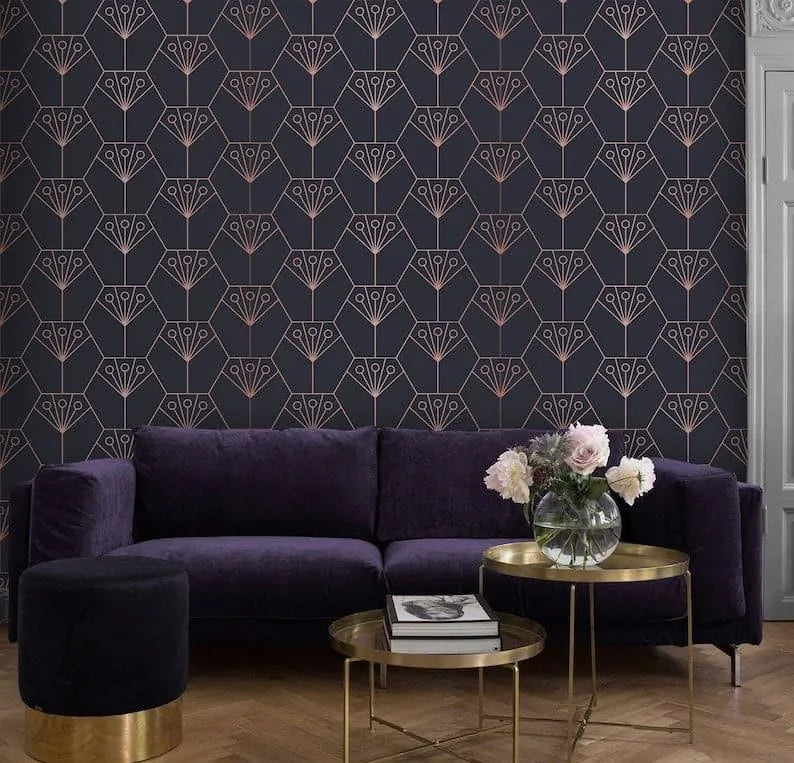 Purple Art Deco Diamonds Wallpaper