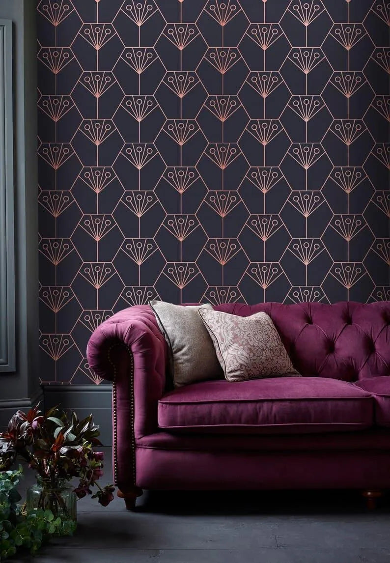 Purple Art Deco Diamonds Wallpaper