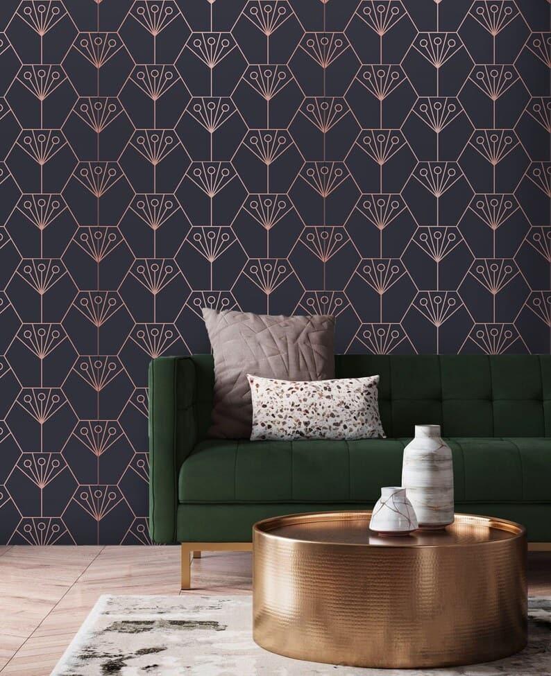 Purple Art Deco Diamonds Wallpaper