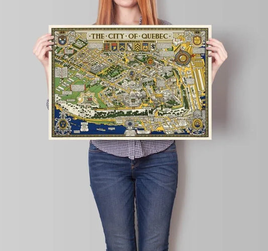 Quebec City Map Wall Print| Framed Map Wall Decor