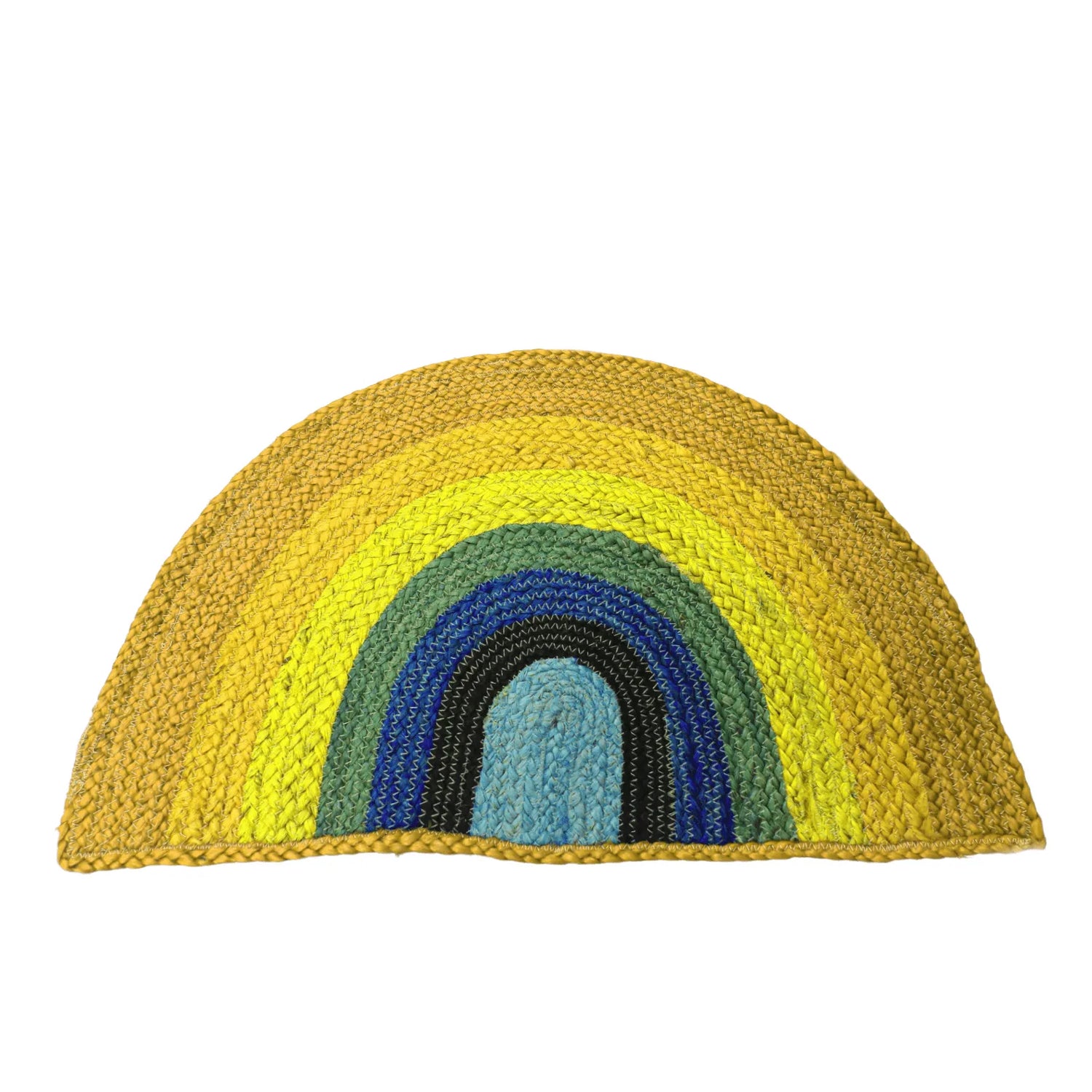 Rainbow Half Moon Accent Jute Rug - Yellow