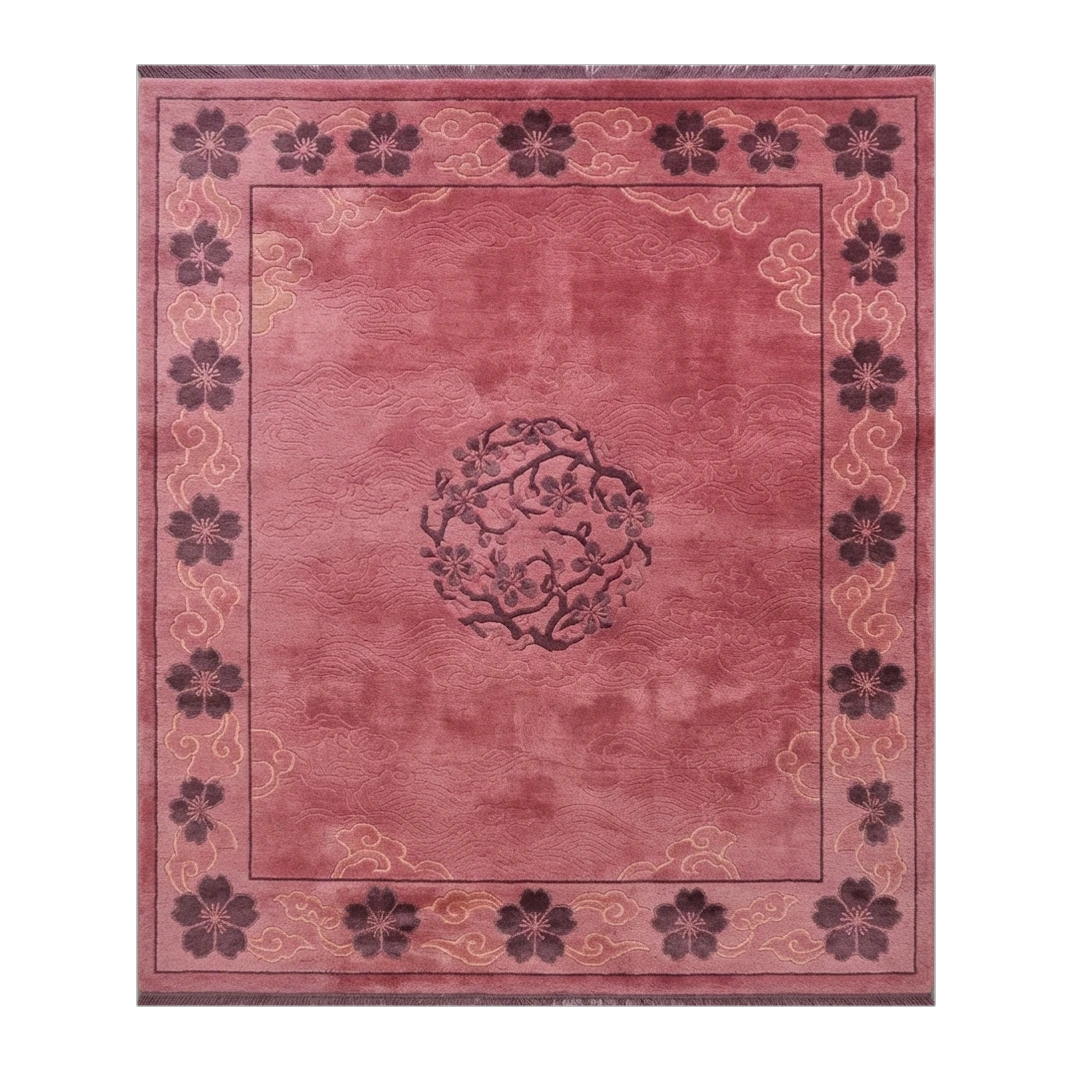 Raspberry Cloud Crest Hand Knotted Rug