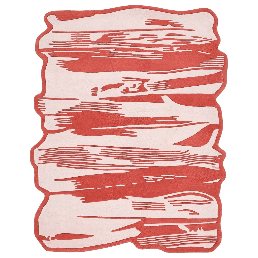 Red Brushstroke Hand Tufted Rug - MAIA HOMES
