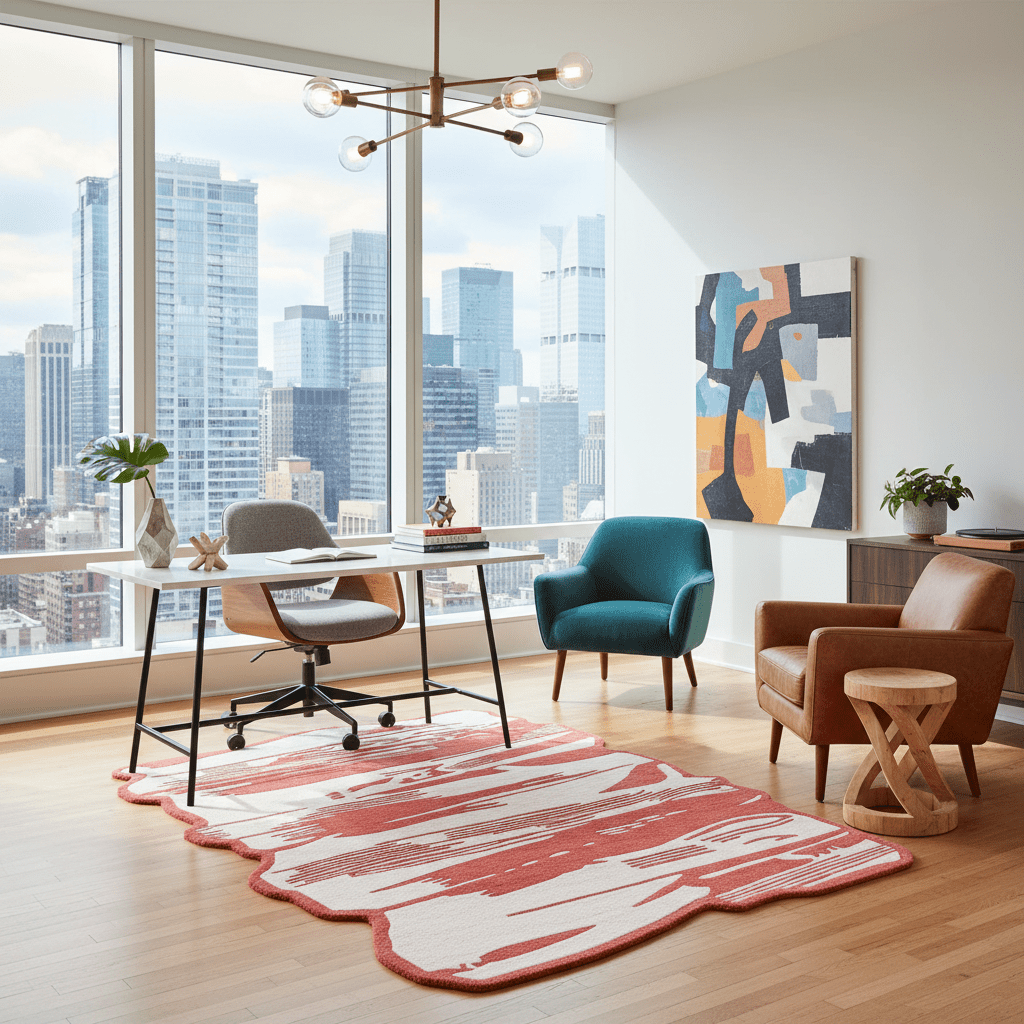 Red Brushstroke Hand Tufted Rug - MAIA HOMES