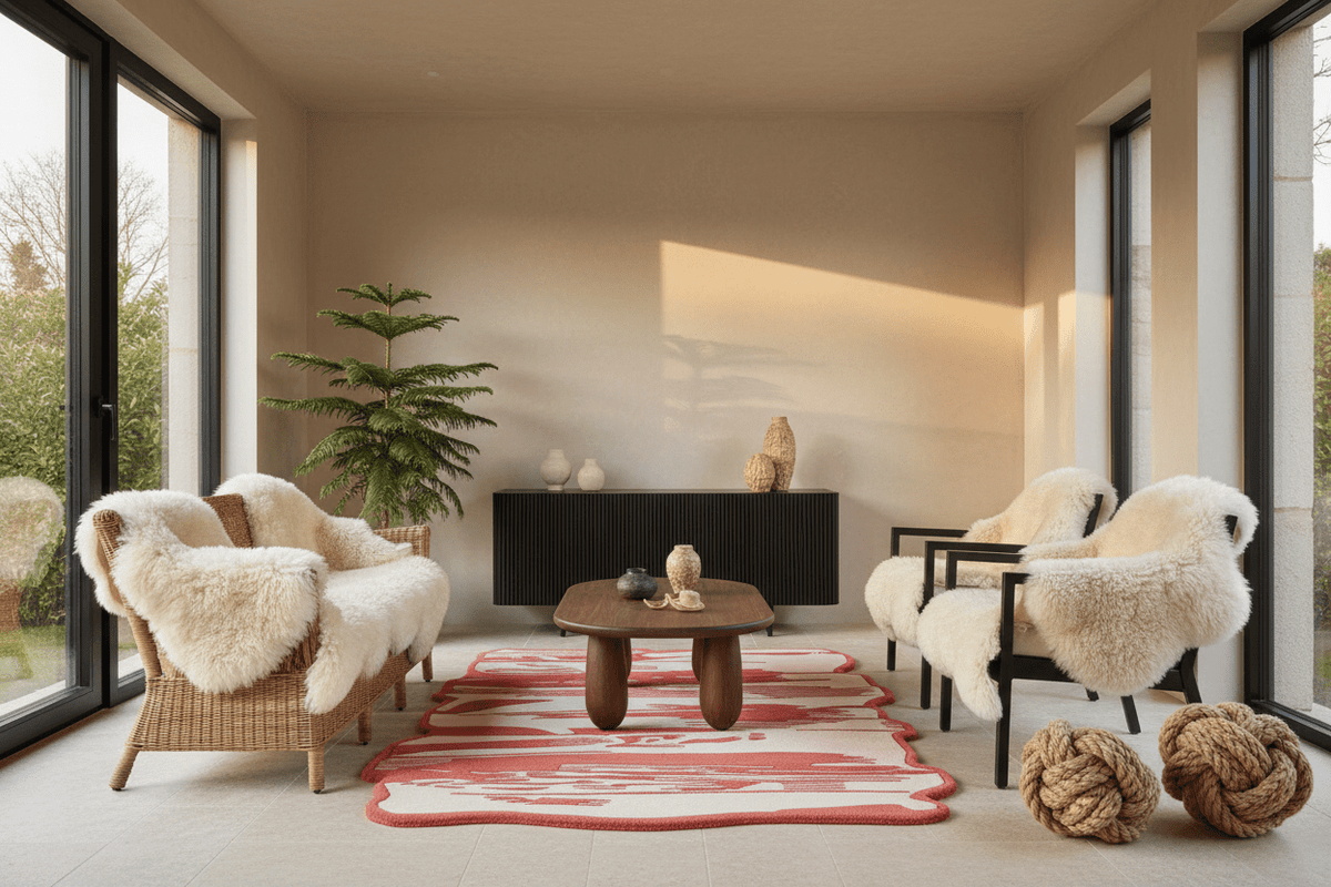 Red Brushstroke Hand Tufted Rug - MAIA HOMES